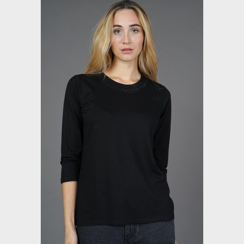 Ladies shirt 3/4 sleeves, Black